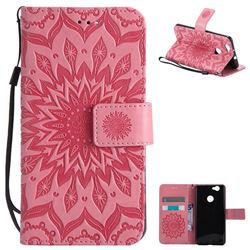 Embossing Sunflower Leather Wallet Case for Huawei Nova - Pink