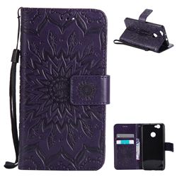 Embossing Sunflower Leather Wallet Case for Huawei Nova - Purple