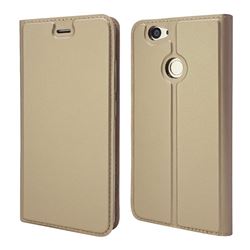 Ultra Slim Card Magnetic Automatic Suction Leather Wallet Case for Huawei Nova - Champagne