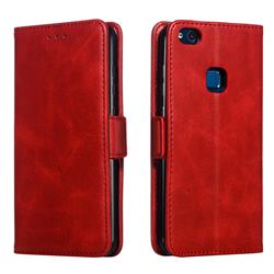 Retro Classic Calf Pattern Leather Wallet Phone Case for Huawei Nova - Red