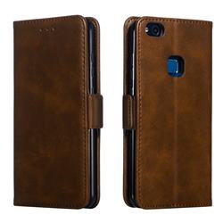 Retro Classic Calf Pattern Leather Wallet Phone Case for Huawei Nova - Brown