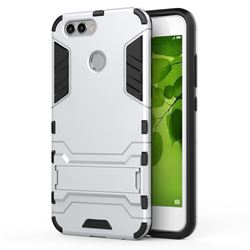 Armor Premium Tactical Grip Kickstand Shockproof Dual Layer Rugged Hard Cover for Huawei Nova 2 - Silver