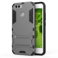 Armor Premium Tactical Grip Kickstand Shockproof Dual Layer Rugged Hard Cover for Huawei Nova 2 - Gray