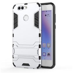 Armor Premium Tactical Grip Kickstand Shockproof Dual Layer Rugged Hard Cover for Huawei Nova 2 Plus - Silver