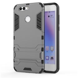 Armor Premium Tactical Grip Kickstand Shockproof Dual Layer Rugged Hard Cover for Huawei Nova 2 Plus - Gray