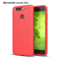 Luxury Auto Focus Litchi Texture Silicone TPU Back Cover for Huawei Nova 2 Plus - Red