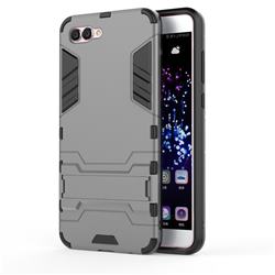 Armor Premium Tactical Grip Kickstand Shockproof Dual Layer Rugged Hard Cover for Huawei Nova 2s - Gray