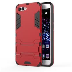 Armor Premium Tactical Grip Kickstand Shockproof Dual Layer Rugged Hard Cover for Huawei Nova 2s - Wine Red