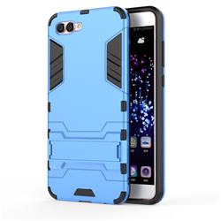 Armor Premium Tactical Grip Kickstand Shockproof Dual Layer Rugged Hard Cover for Huawei Nova 2s - Light Blue