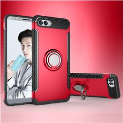 Armor Anti Drop Carbon PC + Silicon Invisible Ring Holder Phone Case for Huawei Nova 2s - Red