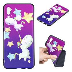 Pony 3D Embossed Relief Black TPU Cell Phone Back Cover for Huawei Nova 3