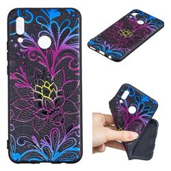 Colorful Lace 3D Embossed Relief Black TPU Cell Phone Back Cover for Huawei Nova 3