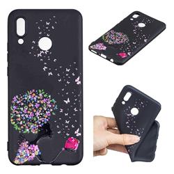 Corolla Girl 3D Embossed Relief Black TPU Cell Phone Back Cover for Huawei Nova 3