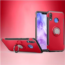 Armor Anti Drop Carbon PC + Silicon Invisible Ring Holder Phone Case for Huawei Nova 3 - Red