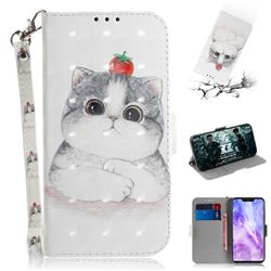 Cute Tomato Cat 3D Painted Leather Wallet Phone Case for Huawei Nova 3