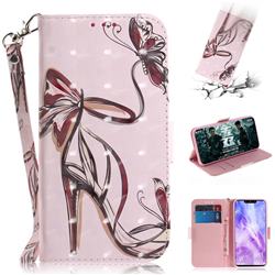 Butterfly High Heels 3D Painted Leather Wallet Phone Case for Huawei Nova 3