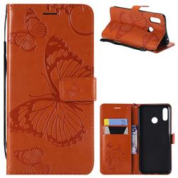 Embossing 3D Butterfly Leather Wallet Case for Huawei Nova 3 - Orange