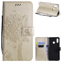 Embossing Butterfly Tree Leather Wallet Case for Huawei Nova 3 - Champagne