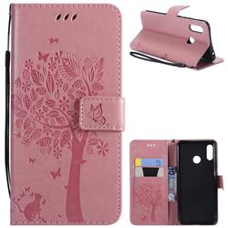 Embossing Butterfly Tree Leather Wallet Case for Huawei Nova 3 - Pink