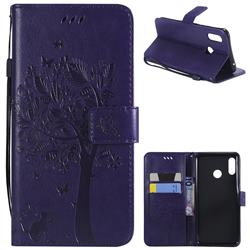 Embossing Butterfly Tree Leather Wallet Case for Huawei Nova 3 - Purple