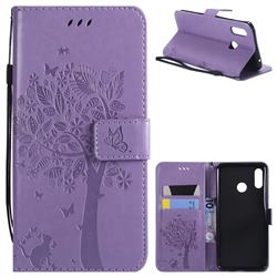 Embossing Butterfly Tree Leather Wallet Case for Huawei Nova 3 - Violet