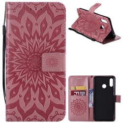 Embossing Sunflower Leather Wallet Case for Huawei Nova 3 - Pink