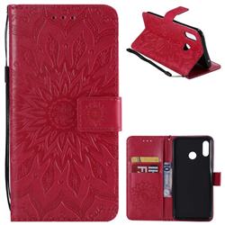 Embossing Sunflower Leather Wallet Case for Huawei Nova 3 - Red