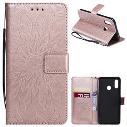 Embossing Sunflower Leather Wallet Case for Huawei Nova 3 - Rose Gold