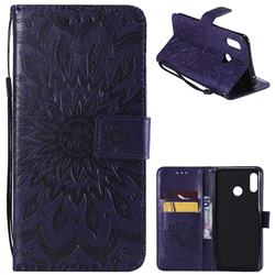 Embossing Sunflower Leather Wallet Case for Huawei Nova 3 - Purple