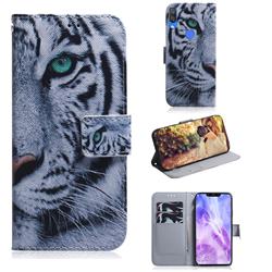 White Tiger PU Leather Wallet Case for Huawei Nova 3