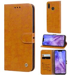 Luxury Retro Oil Wax PU Leather Wallet Phone Case for Huawei Nova 3 - Orange Yellow
