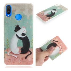 Black and White Cat IMD Soft TPU Cell Phone Back Cover for Huawei Nova 3i