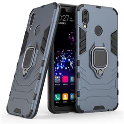Black Panther Armor Metal Ring Grip Shockproof Dual Layer Rugged Hard Cover for Huawei Nova 3i - Blue