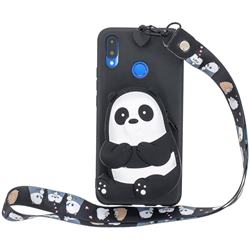 Cute Panda Neck Lanyard Zipper Wallet Silicone Case for Huawei Nova 3i