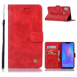 Luxury Retro Leather Wallet Case for Huawei Nova 3i - Red