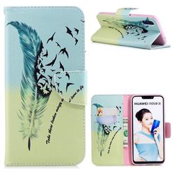 Feather Bird Leather Wallet Case for Huawei Nova 3i
