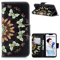 Circle Butterflies Leather Wallet Case for Huawei Nova 3i