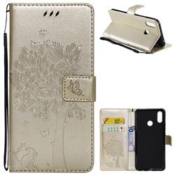 Embossing Butterfly Tree Leather Wallet Case for Huawei Nova 3i - Champagne