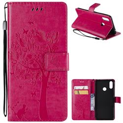Embossing Butterfly Tree Leather Wallet Case for Huawei Nova 3i - Rose