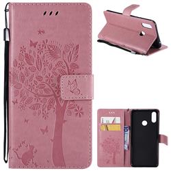 Embossing Butterfly Tree Leather Wallet Case for Huawei Nova 3i - Pink