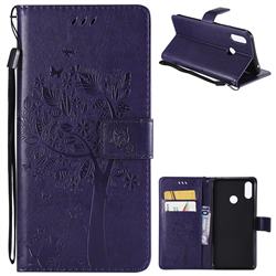 Embossing Butterfly Tree Leather Wallet Case for Huawei Nova 3i - Purple