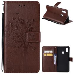 Embossing Butterfly Tree Leather Wallet Case for Huawei Nova 3i - Coffee