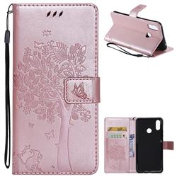 Embossing Butterfly Tree Leather Wallet Case for Huawei Nova 3i - Rose Pink