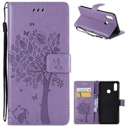 Embossing Butterfly Tree Leather Wallet Case for Huawei Nova 3i - Violet