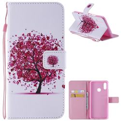 Colored Red Tree PU Leather Wallet Case for Huawei Nova 3i
