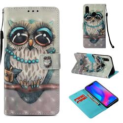 Sweet Gray Owl 3D Painted Leather Wallet Case for Huawei Nova 3i