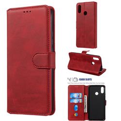 Retro Calf Matte Leather Wallet Phone Case for Huawei Nova 3i - Red