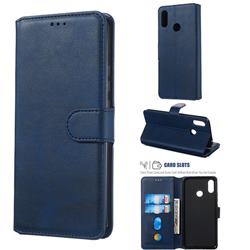 Retro Calf Matte Leather Wallet Phone Case for Huawei Nova 3i - Blue