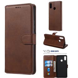 Retro Calf Matte Leather Wallet Phone Case for Huawei Nova 3i - Brown