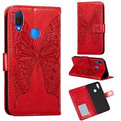 Intricate Embossing Vivid Butterfly Leather Wallet Case for Huawei Nova 3i - Red